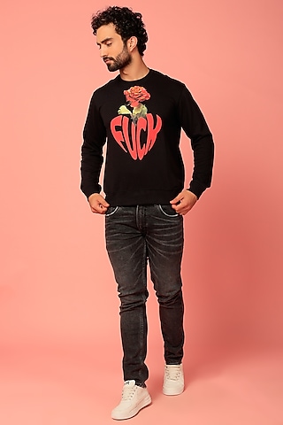 Black Printed Sweatshirt by NOONOO