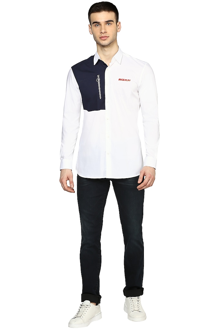 White Embroidered Party Wear Shirt by NOONOO at Pernia's Pop Up Shop