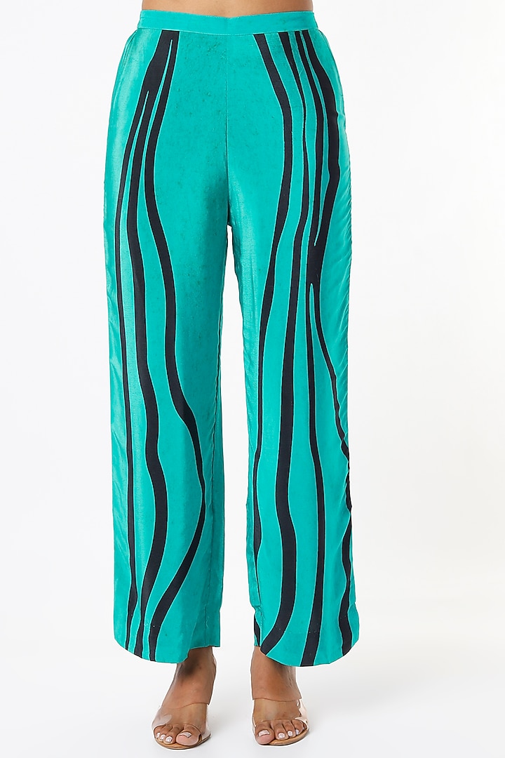 Turquoise Blue Printed Pant Set by Nautanky By Nilesh Parashar at Pernia's Pop Up Shop