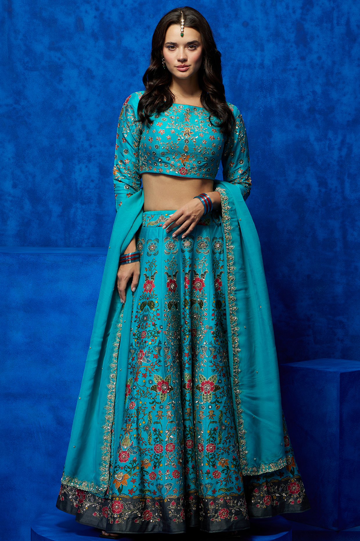 Turquoise lehenga choli sale