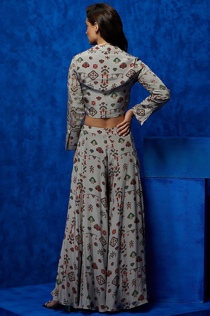 Grey Natural Crepe Printed Co-Ord Set by Nautanky By Nilesh Parashar at Pernia's Pop Up Shop