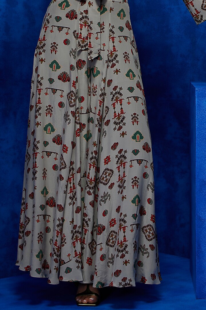 Grey Natural Crepe Printed Co-Ord Set by Nautanky By Nilesh Parashar at Pernia's Pop Up Shop