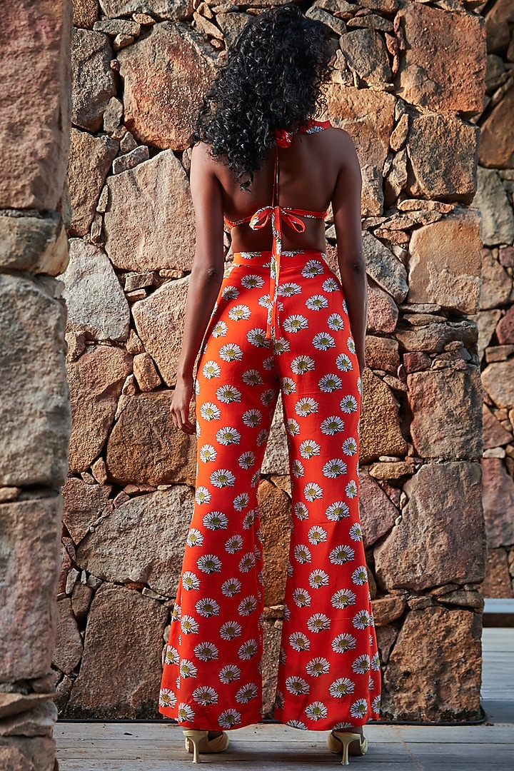 Orange Printed Pants Set by Nautanky By Nilesh Parashar at Pernia's Pop Up Shop