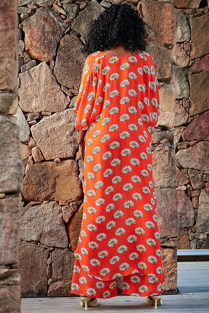 Orange Printed Cape Set by Nautanky By Nilesh Parashar at Pernia's Pop Up Shop