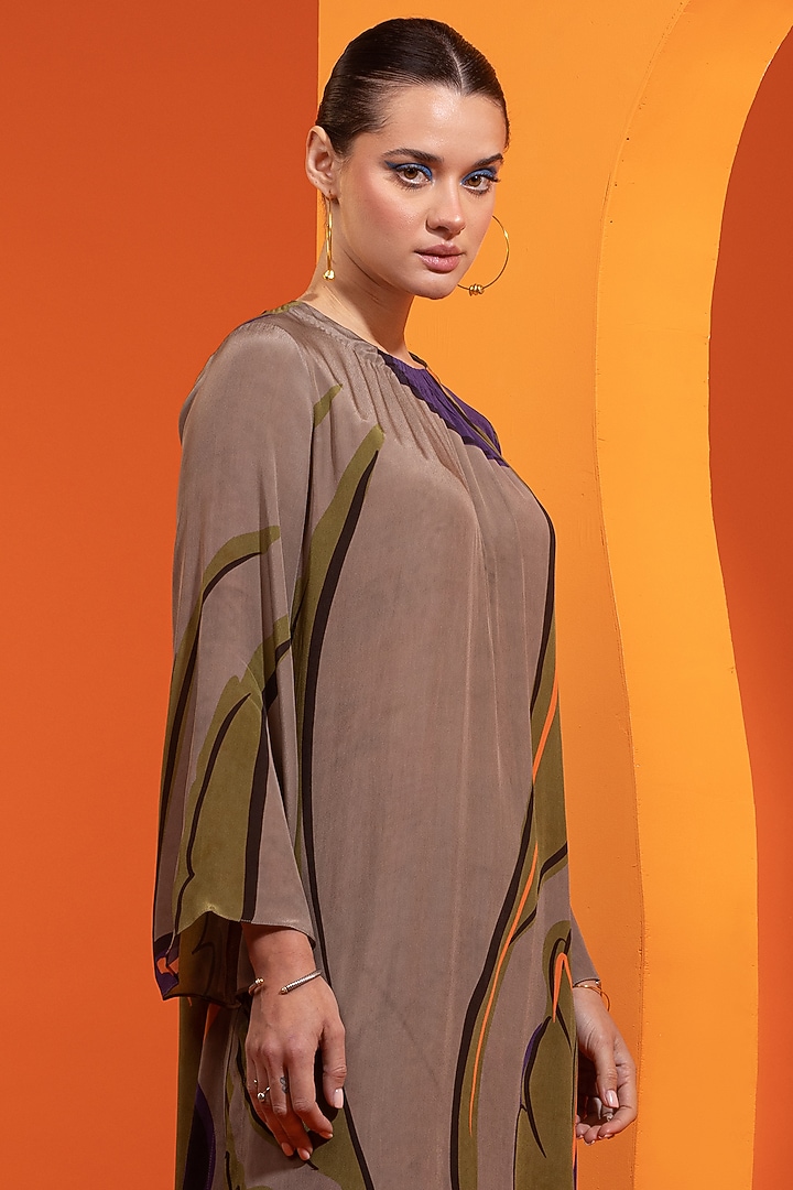 Olive & Purple Natural Crepe Printed Kurta Set by Nautanky By Nilesh Parashar at Pernia's Pop Up Shop