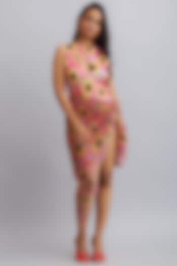 Coral Printed Monokini With Sarong by Nautanky By Nilesh Parashar at Pernia's Pop Up Shop