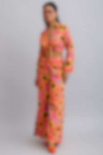 Coral Printed Pant Set by Nautanky By Nilesh Parashar at Pernia's Pop Up Shop
