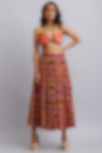 Coral Printed Skirt Set by Nautanky By Nilesh Parashar