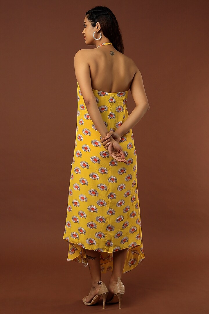 Yellow Printed Vacation Dress by Nautanky By Nilesh Parashar at Pernia's Pop Up Shop