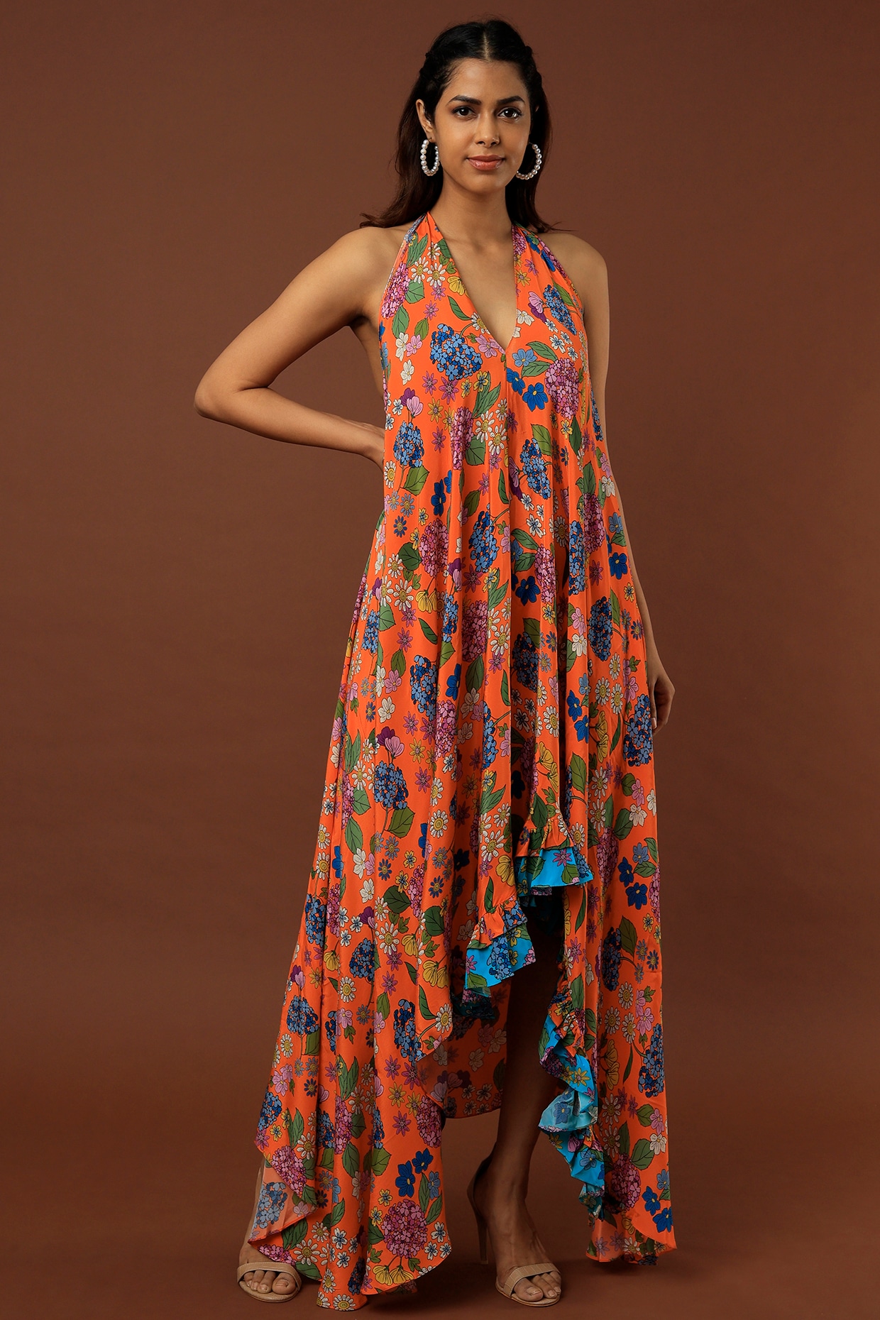 Backless floral shop maxi dress