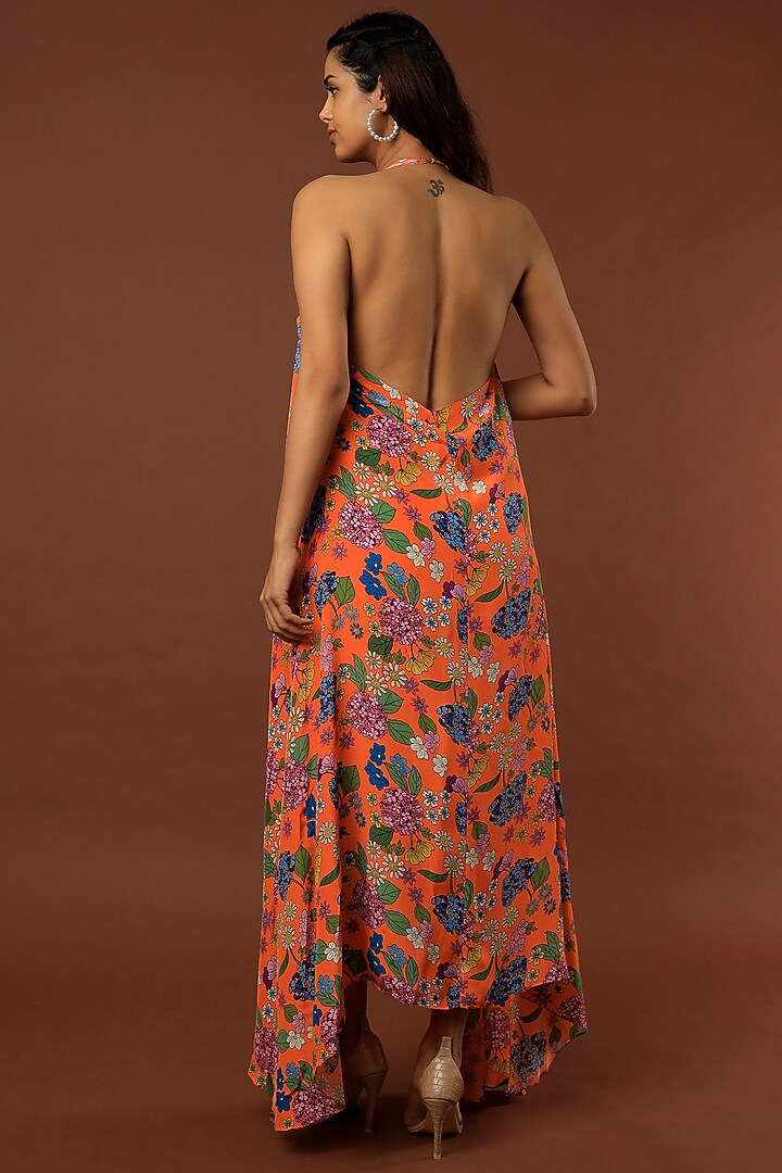 Orange Printed Vacation Dress by Nautanky By Nilesh Parashar at Pernia's Pop Up Shop
