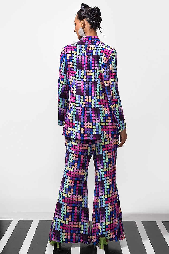 Multi-Colored Natural Crepe Printed Blazer Set by Nautanky By Nilesh Parashar at Pernia's Pop Up Shop