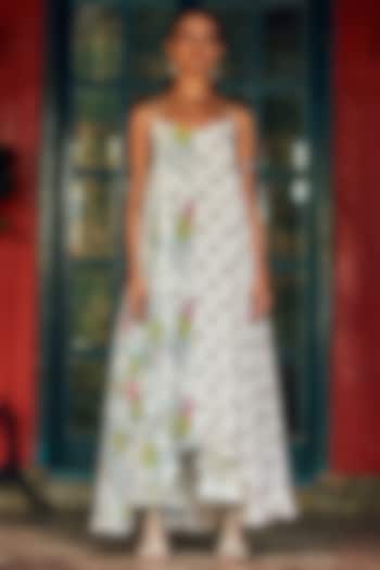 White Half & Half Maxi Vacation Dress by Nautanky By Nilesh Parashar at Pernia's Pop Up Shop