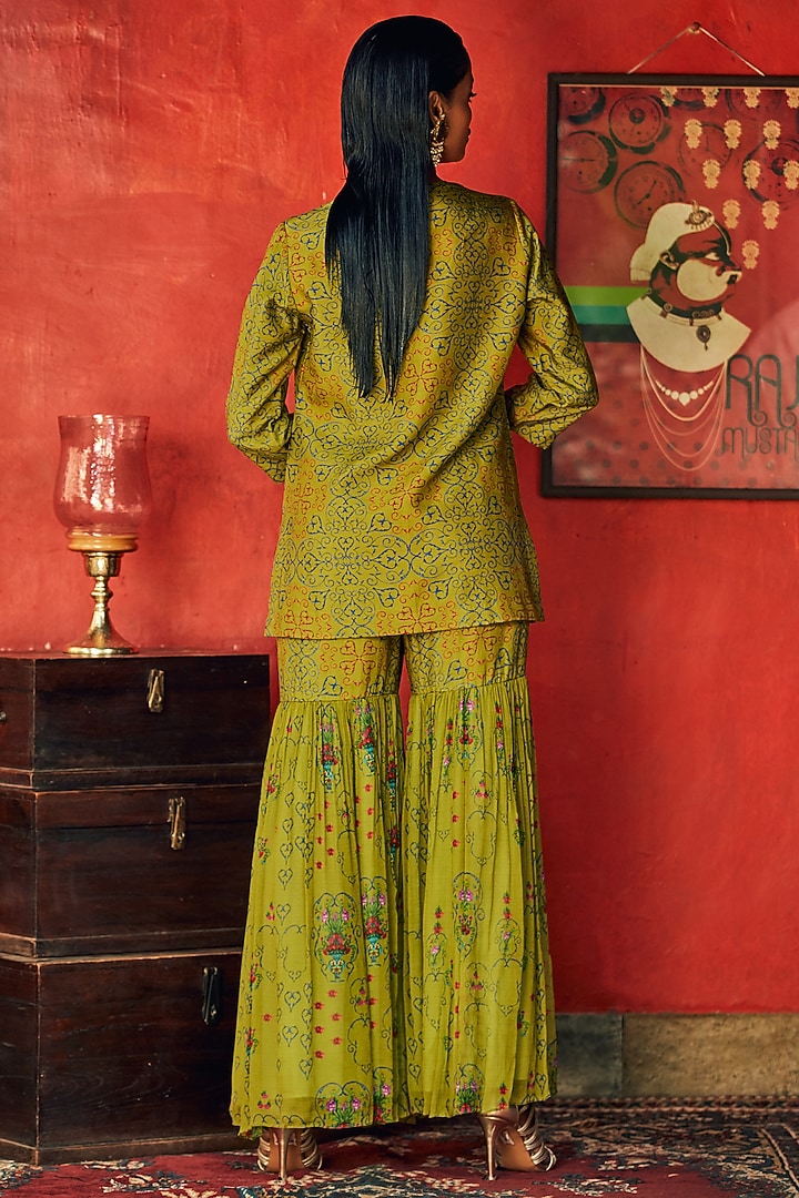 Bright Green Party Wear Sharara Set by Nautanky By Nilesh Parashar at Pernia's Pop Up Shop