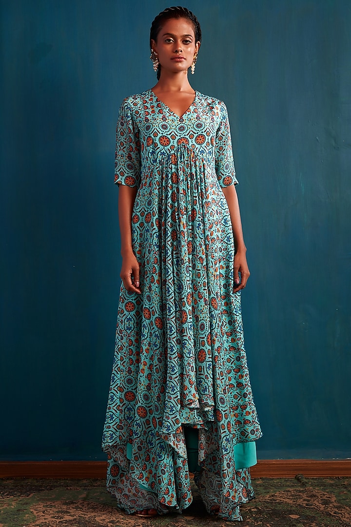 Blue High-Low Maxi Dress by Nautanky By Nilesh Parashar