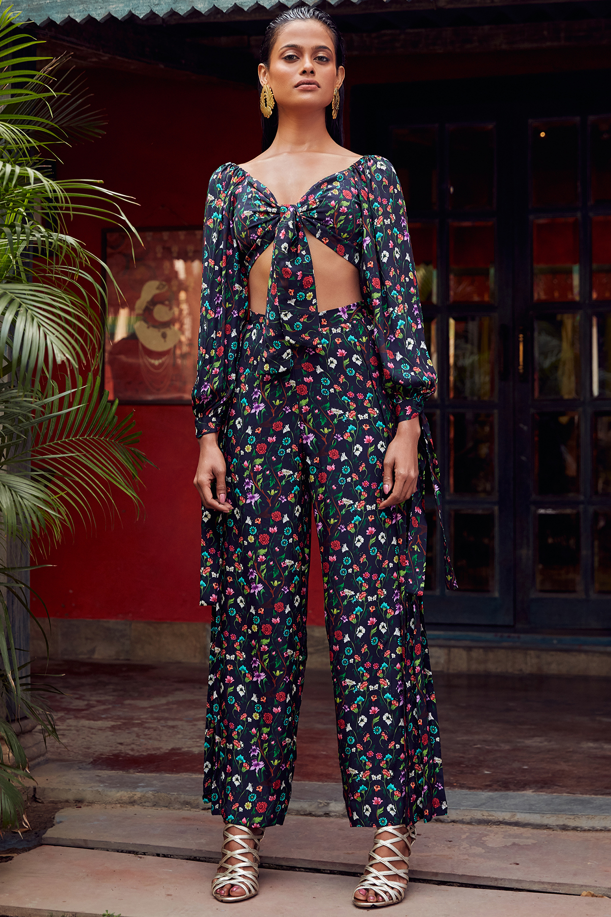 Navy Blue Pleated Pant Set by Nautanky By Nilesh Parashar at Pernia's Pop Up Shop