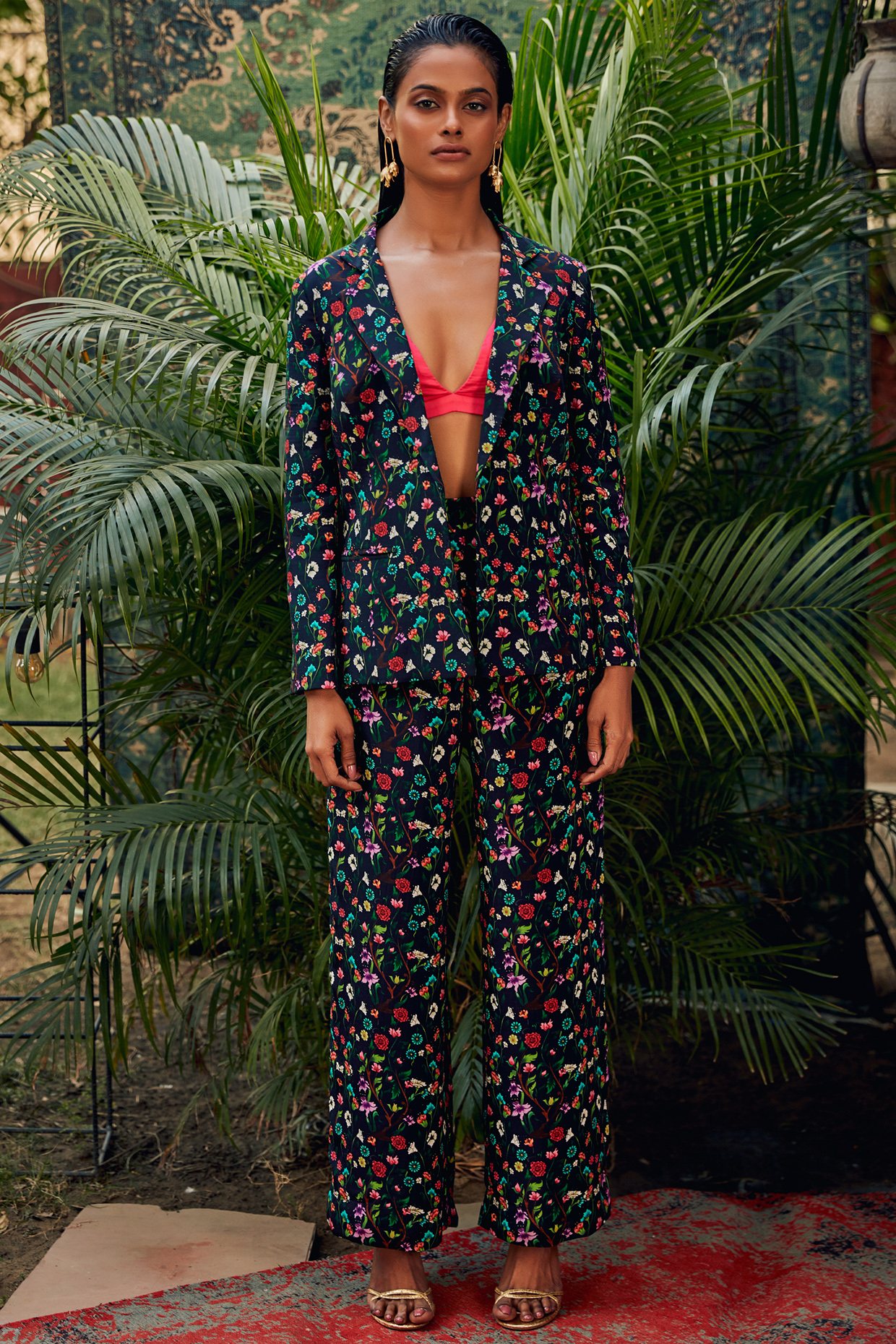 Navy Blue Straight Pant Set by Nautanky By Nilesh Parashar at Pernia's Pop Up Shop
