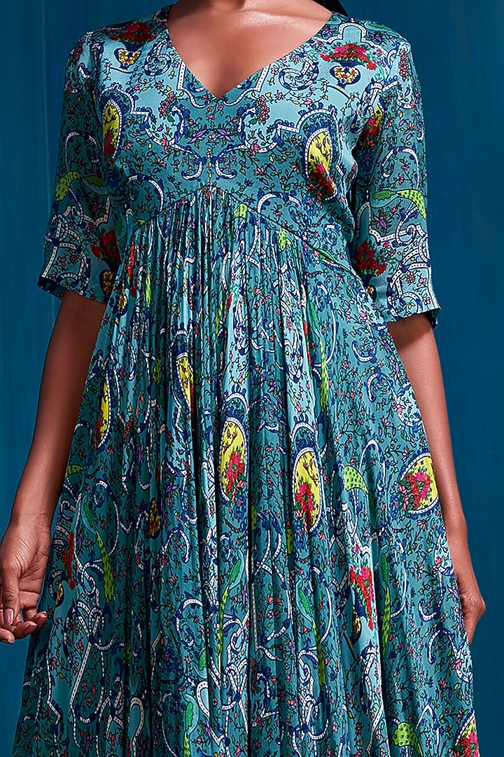 Teal High-Low Maxi Vacation Dress by Nautanky By Nilesh Parashar at Pernia's Pop Up Shop