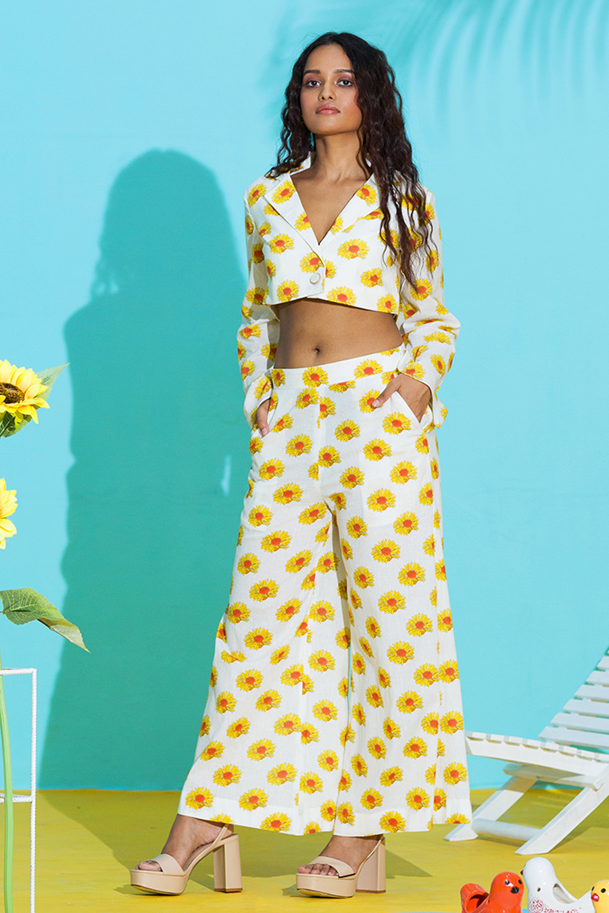 Ivory Fine Cotton Printed Pant Set by Nautanky By Nilesh Parashar at Pernia's Pop Up Shop