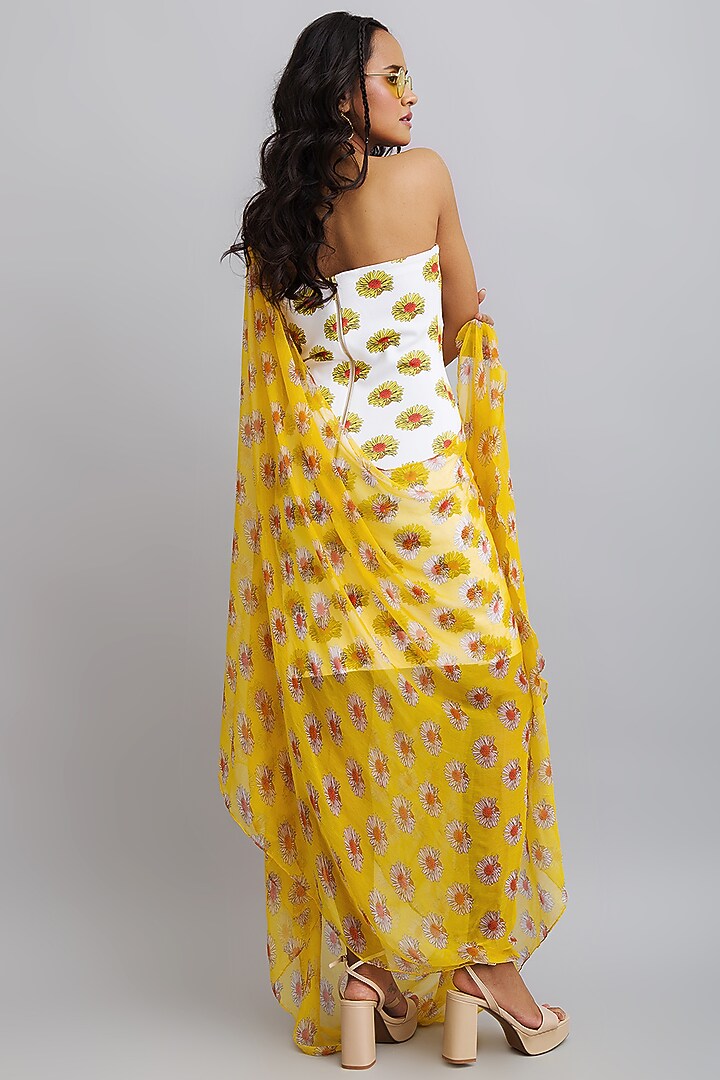 Ivory Printed Tube Summer Dress by Nautanky By Nilesh Parashar at Pernia's Pop Up Shop
