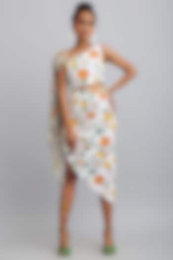 White Fine Cotton Printed Skirt Set by Nautanky By Nilesh Parashar at Pernia's Pop Up Shop