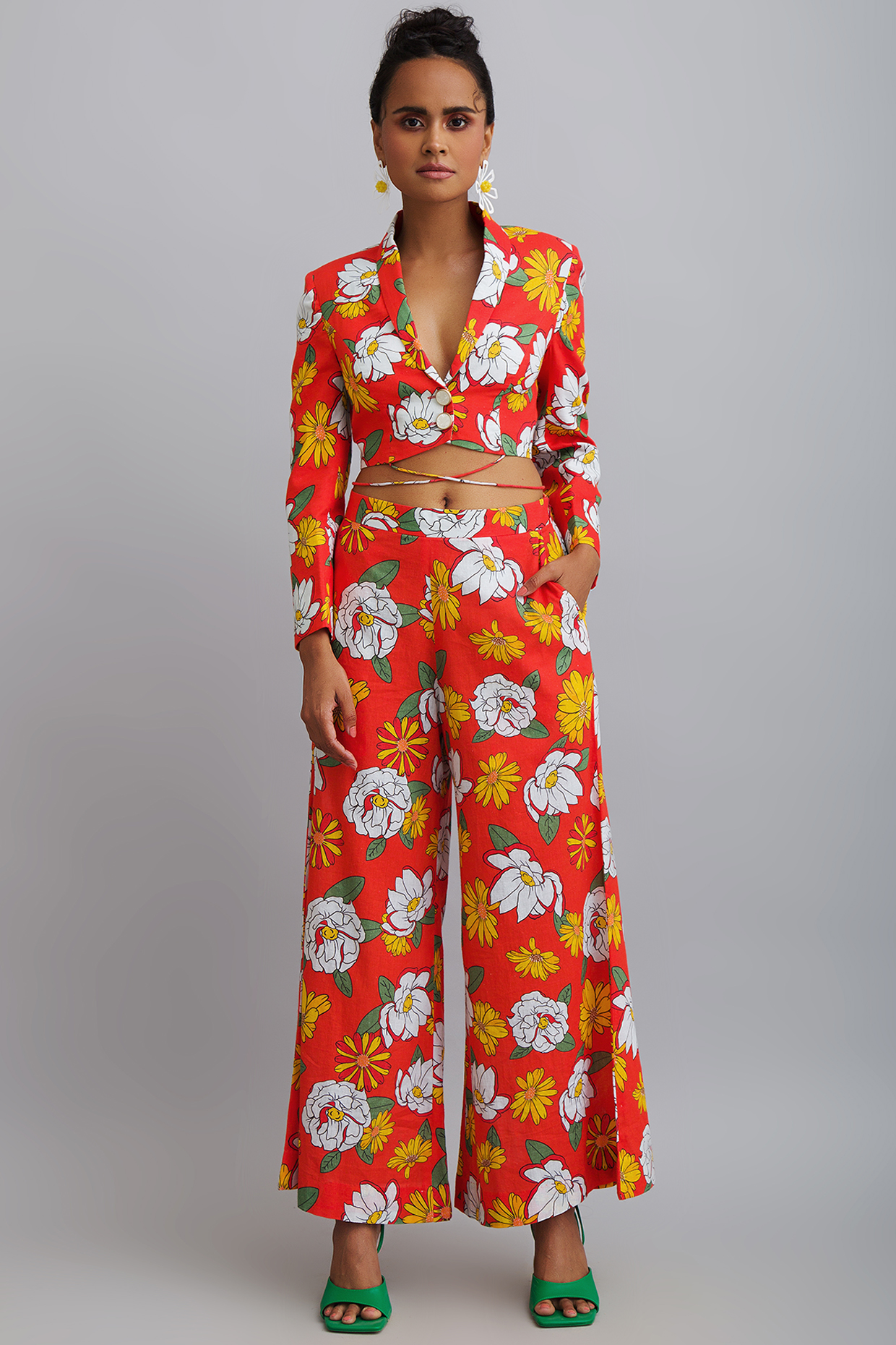 Tangy Red Printed Pant Set by Nautanky By Nilesh Parashar at Pernia's Pop Up Shop