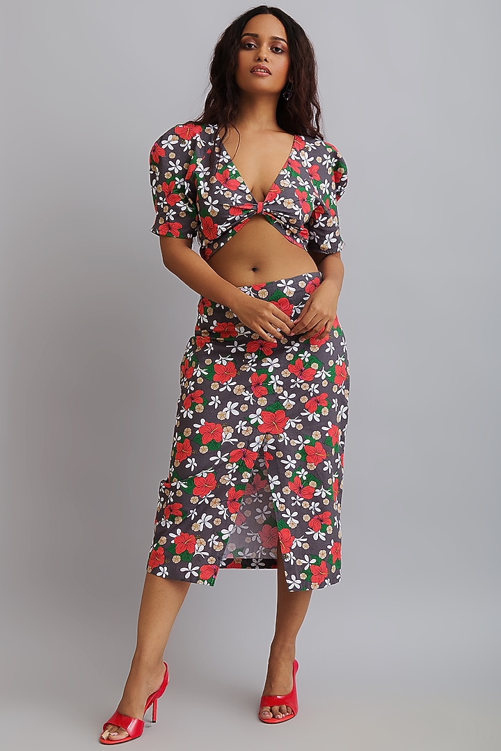 Multi-Coloured Cotton Skirt Set by Nautanky By Nilesh Parashar at Pernia's Pop Up Shop
