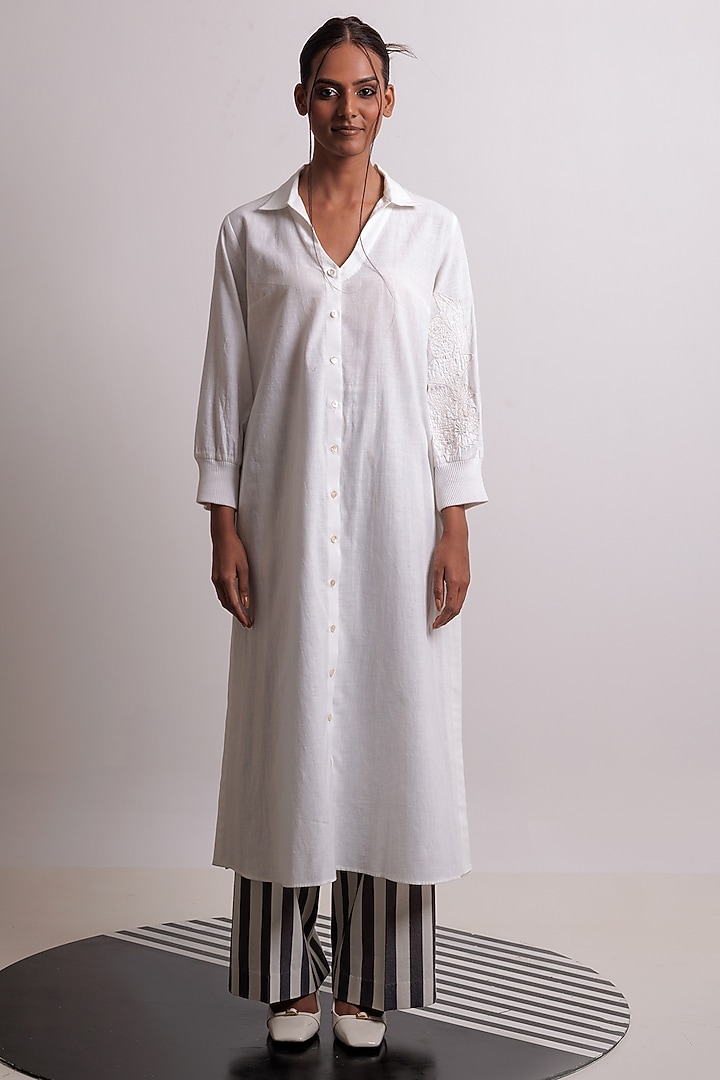 Ivory Handwoven Cotton Tunic Set by Nautanky By Nilesh Parashar at Pernia's Pop Up Shop