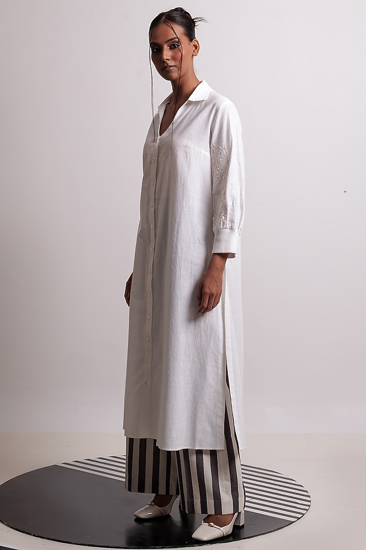 Ivory Handwoven Cotton Tunic Set by Nautanky By Nilesh Parashar at Pernia's Pop Up Shop