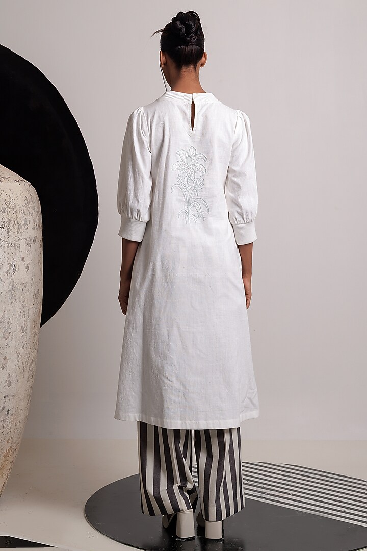 Ivory Handwoven Cotton Tunic Set by Nautanky By Nilesh Parashar at Pernia's Pop Up Shop