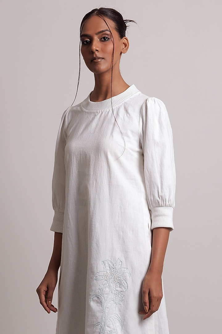 Ivory Handwoven Cotton Tunic Set by Nautanky By Nilesh Parashar at Pernia's Pop Up Shop