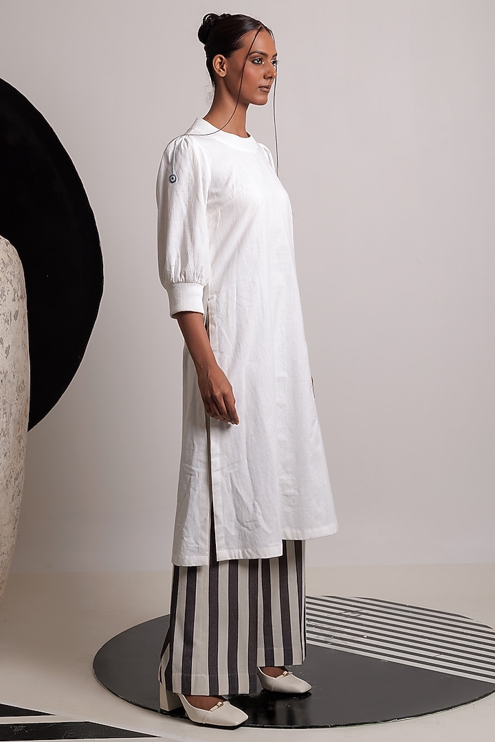 Ivory Handwoven Cotton Tunic Set by Nautanky By Nilesh Parashar at Pernia's Pop Up Shop