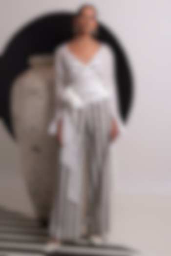 Ivory Organza & Handwoven Cotton Co-Ord Set by Nautanky By Nilesh Parashar at Pernia's Pop Up Shop