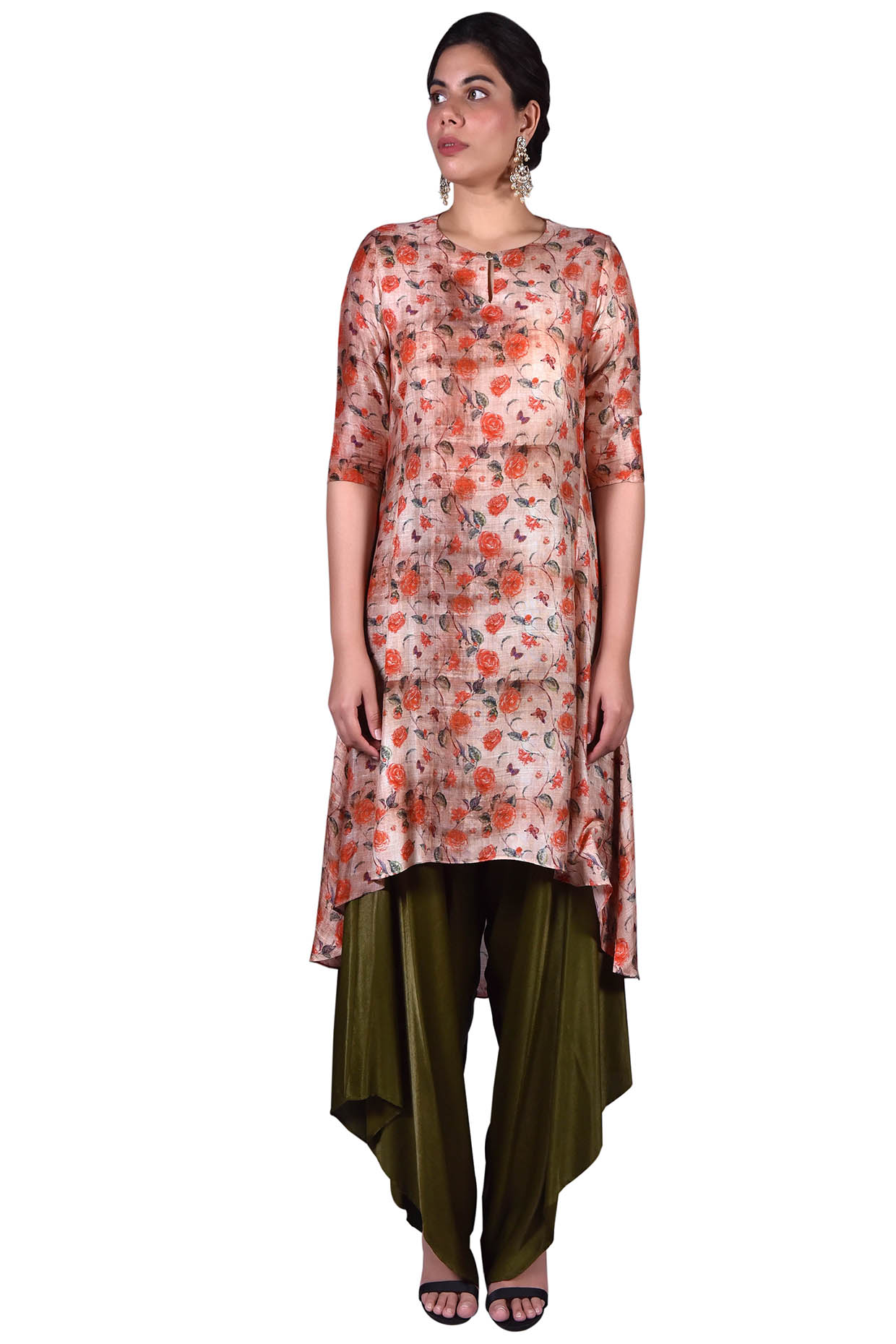 Coral Orange Printed Kurta Set by Nautanky By Nilesh Parashar at Pernia's Pop Up Shop