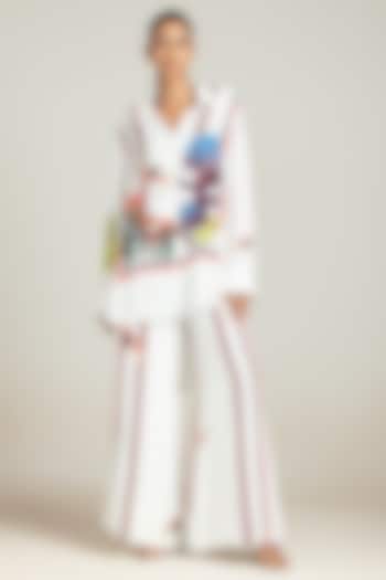 White Natural Crepe Floral Printed Co-Ord Set by Nautanky By Nilesh Parashar at Pernia's Pop Up Shop