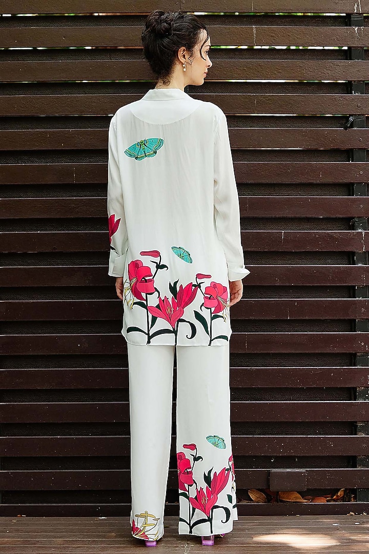 White Natural Crepe Floral Printed Co-Ord Set by Nautanky By Nilesh Parashar at Pernia's Pop Up Shop