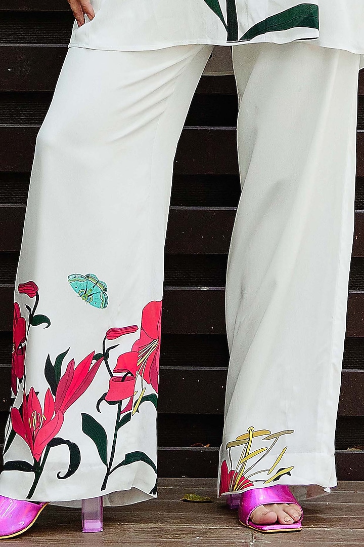 White Natural Crepe Floral Printed Co-Ord Set by Nautanky By Nilesh Parashar at Pernia's Pop Up Shop
