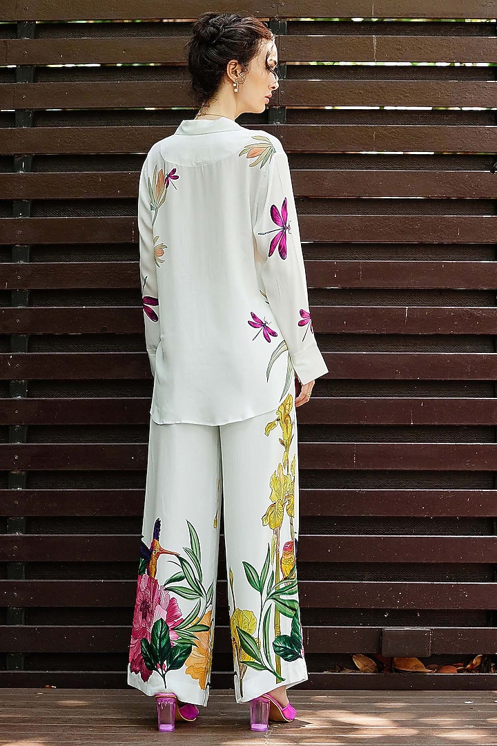 White Natural Crepe Floral Printed Co-Ord Set by Nautanky By Nilesh Parashar at Pernia's Pop Up Shop