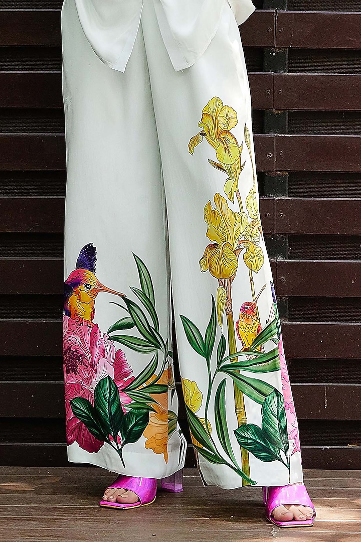 White Natural Crepe Floral Printed Co-Ord Set by Nautanky By Nilesh Parashar at Pernia's Pop Up Shop
