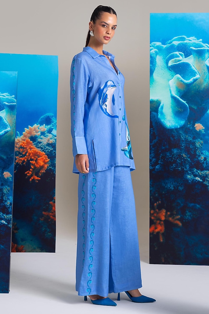 Lilac Cotton Linen Printed Co-Ord Set by Nautanky By Nilesh Parashar at Pernia's Pop Up Shop