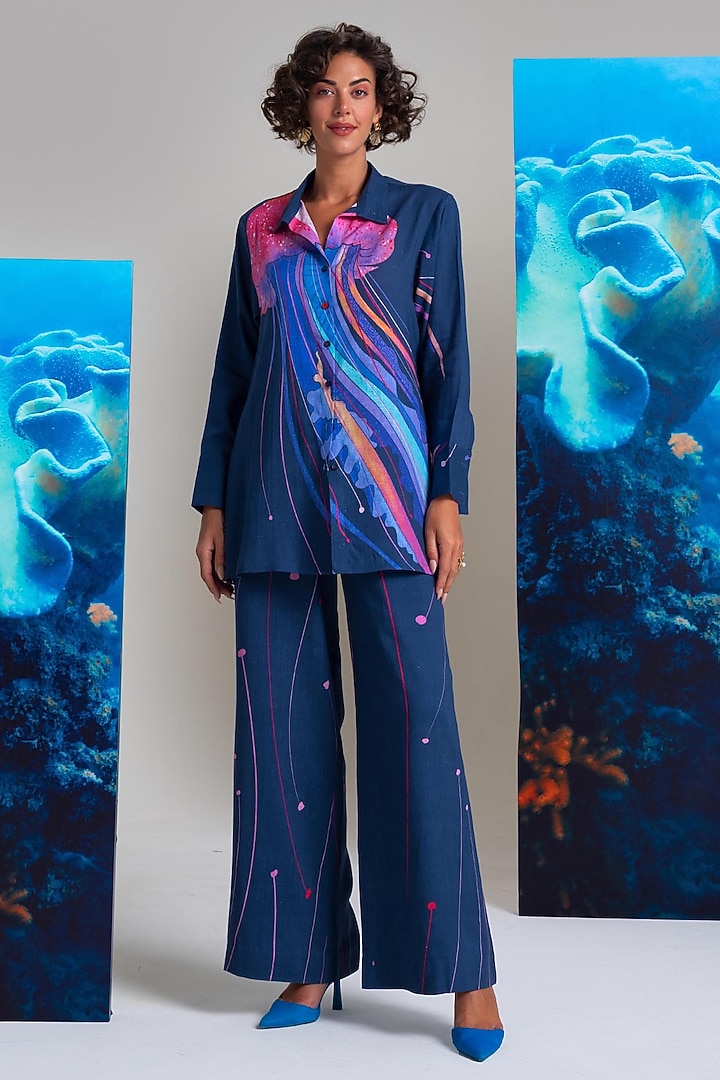 Purple Cotton Linen Co-Ord Set by Nautanky By Nilesh Parashar at Pernia's Pop Up Shop