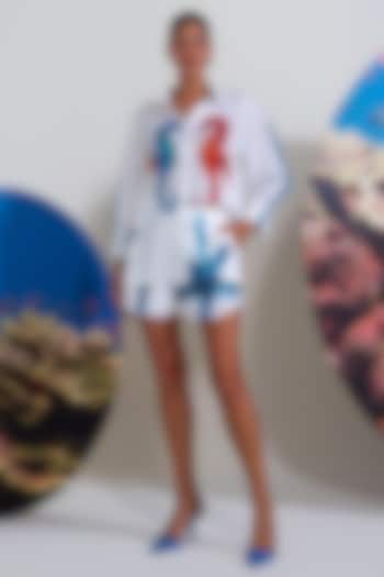 White Cotton Linen Printed Co-Ord Set by Nautanky By Nilesh Parashar at Pernia's Pop Up Shop