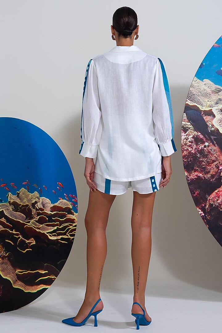 White Cotton Linen Printed Co-Ord Set by Nautanky By Nilesh Parashar at Pernia's Pop Up Shop