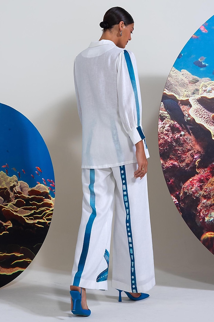 White Cotton Linen Printed Co-Ord Set by Nautanky By Nilesh Parashar at Pernia's Pop Up Shop