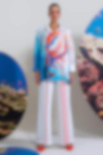 White Cotton Linen Printed Co-Ord Set by Nautanky By Nilesh Parashar at Pernia's Pop Up Shop