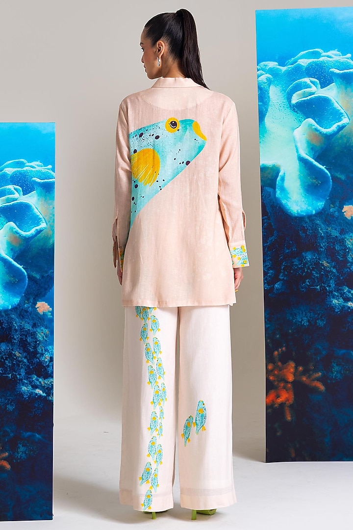 Earthy Beige Cotton Linen Printed Co-Ord Set by Nautanky By Nilesh Parashar at Pernia's Pop Up Shop