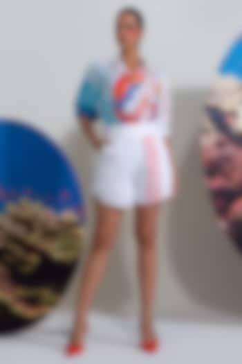 White Cotton Linen Fish Printed Co-Ord Set by Nautanky By Nilesh Parashar at Pernia's Pop Up Shop