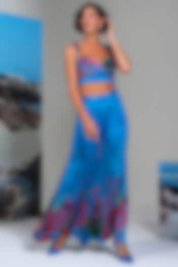 Blue Chiffon Embroidered Co-Ord Set by Nautanky By Nilesh Parashar at Pernia's Pop Up Shop