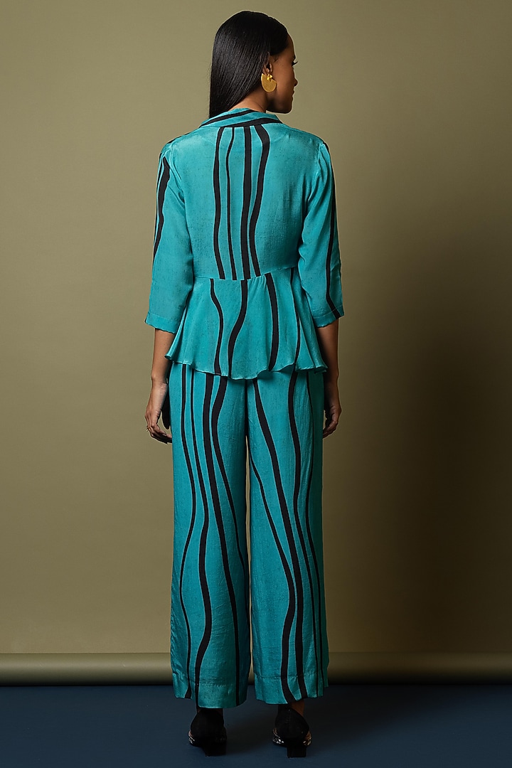 Blue Natural Crepe Pant Set by Nautanky By Nilesh Parashar at Pernia's Pop Up Shop