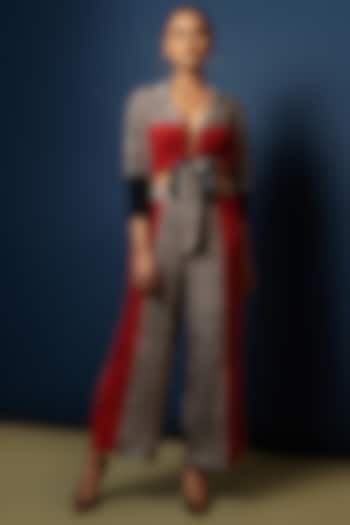 Grey & Orange Straight Pant Set by Nautanky By Nilesh Parashar at Pernia's Pop Up Shop